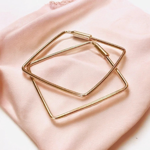 Rose Gold Vermeil Square Hoop Earrings - Picture 3 of 3
